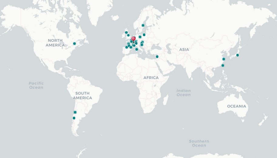 Carte du monde avec les références de Mobiped